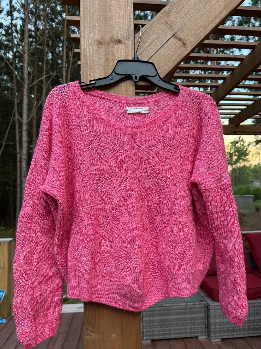 Anthropologie Keely Cable Knit Seeater-Pink Size large